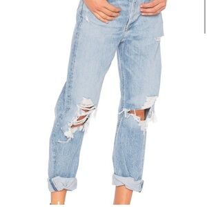 Agolde Women's 26 90s Jean Light Blue Distressed loose fit Jeans